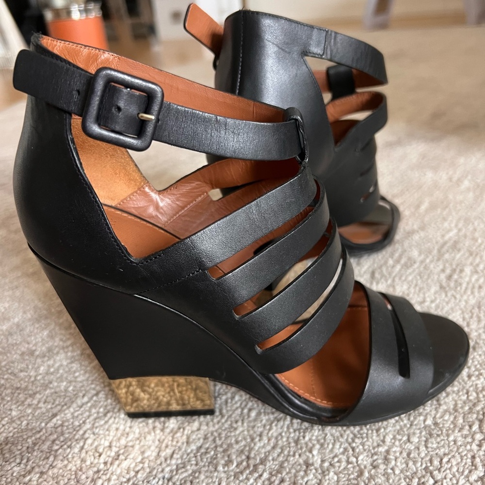 Givenchy Black Strappy Heels with Chunky Heel